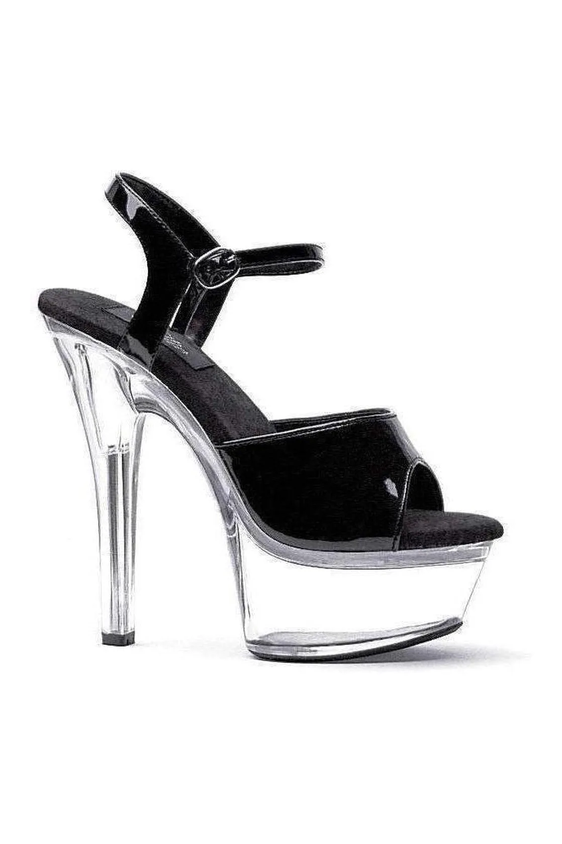 601-JULIET-C Platform Sandal  | Black Patent