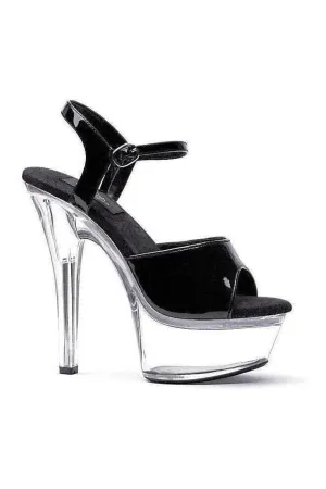 601-JULIET-C Platform Sandal  | Black Patent