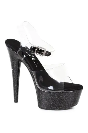 609-KNOX Stripper Sandal | Black Glitter