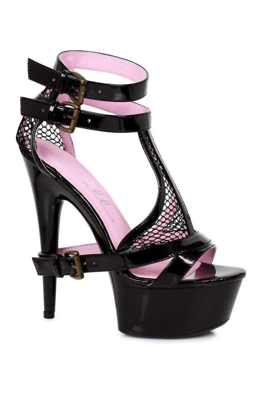 609-LEVI Platform Sandal  | Black Patent