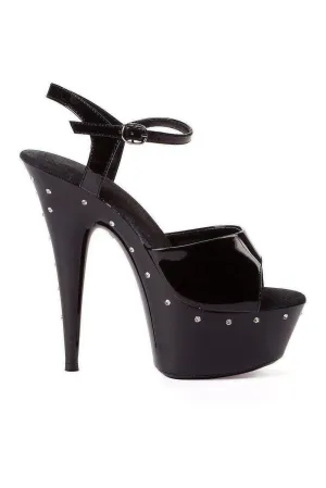609-SPARKY Platform Sandal  | Black  Patent