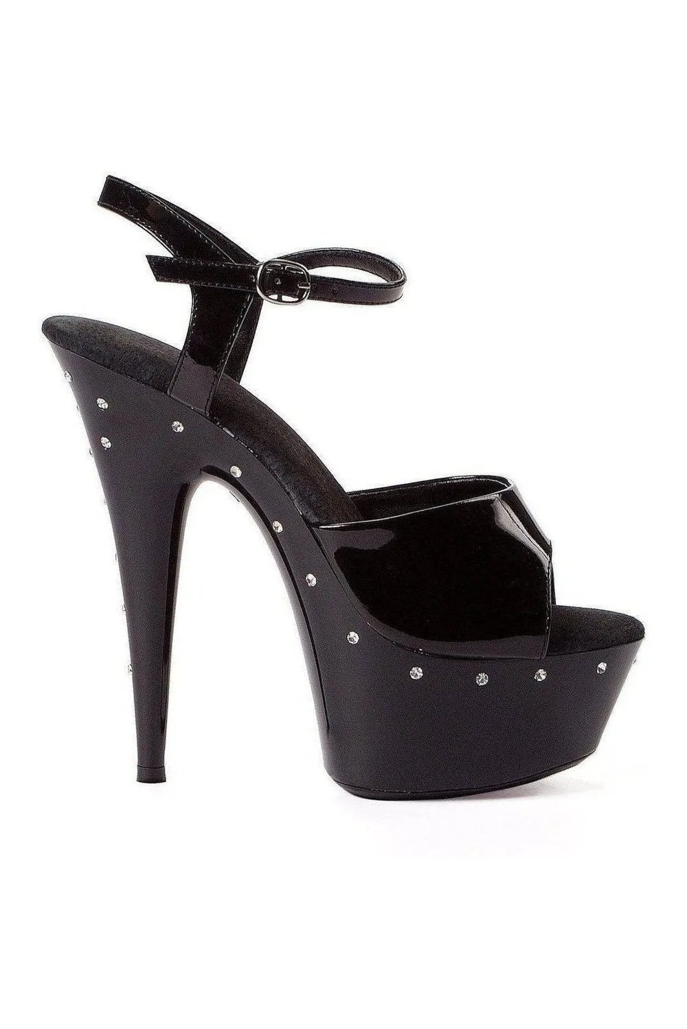 609-SPARKY Platform Sandal  | Black  Patent
