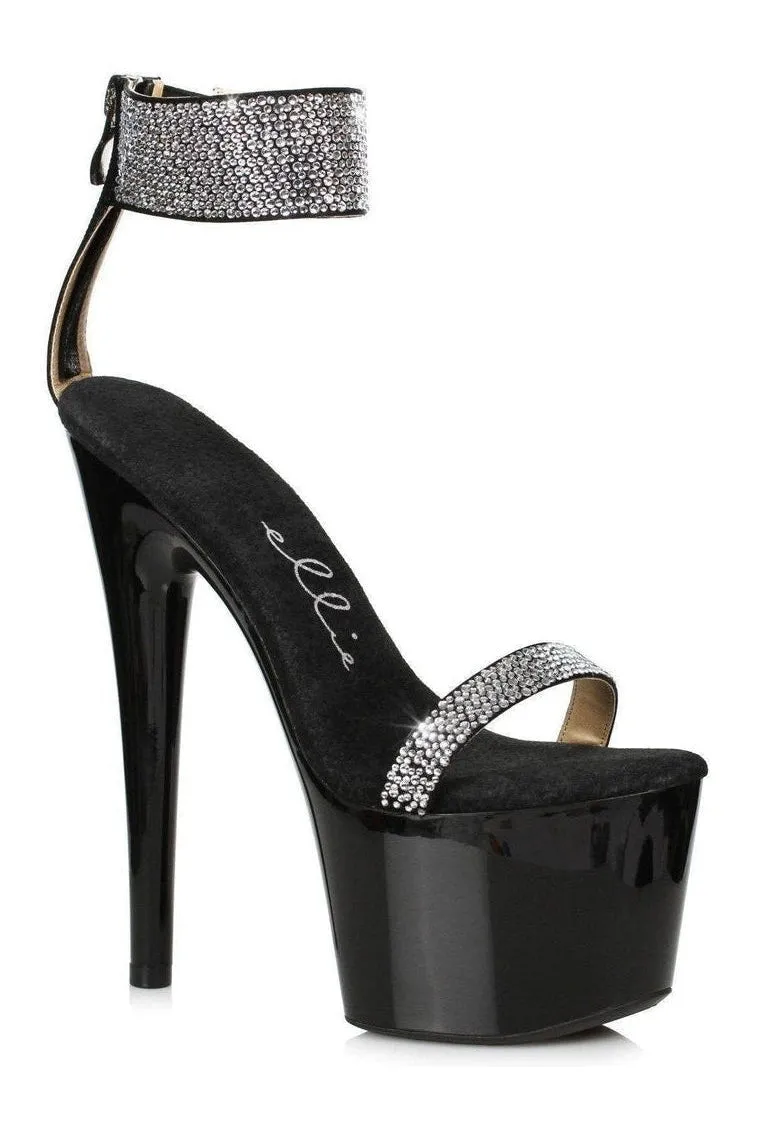 709-ANIKA Stripper Sandal | Black Rhinestones