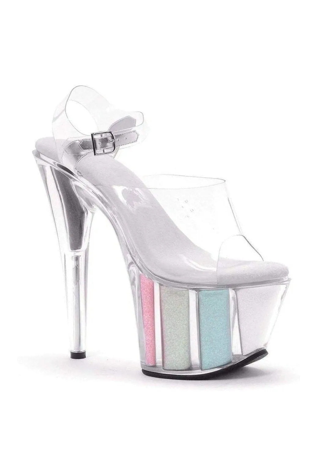 709-GLITTER Platform Sandal  | Multi  Patent