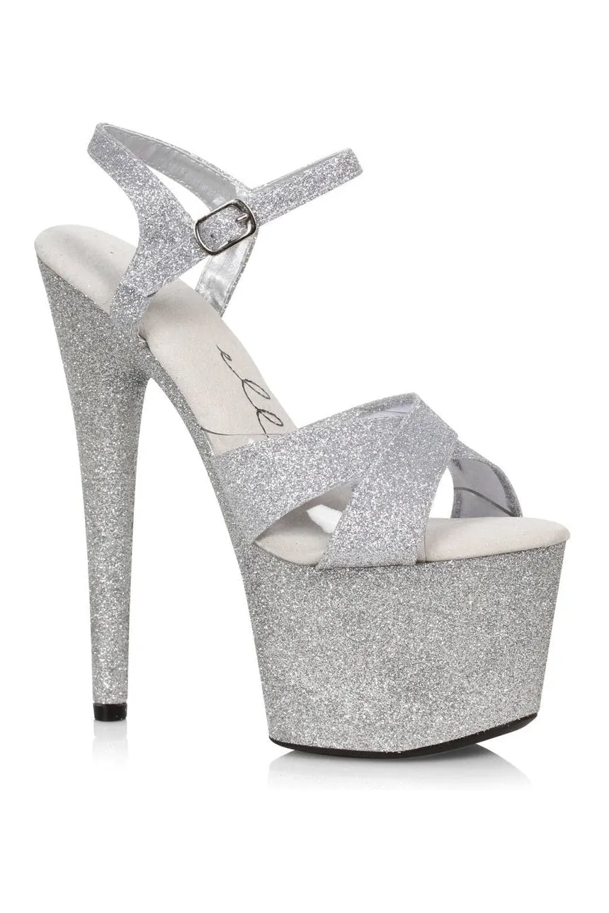 709-VICKY Sandal | Silver Faux Leather