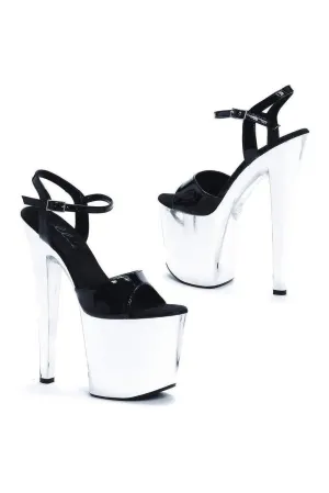 821-CHROME Platform Sandal  | Black Multi Patent