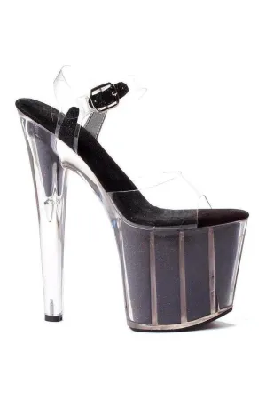 821-GLITTER Platform Sandal  | Clear Vinyl