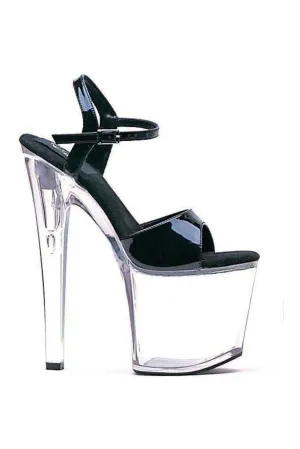 821-JULIET-C Platform Sandal  | Black Patent