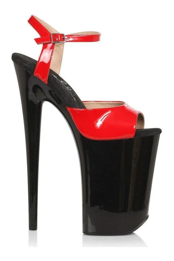 909-JULIET Sandal | Red Faux Leather