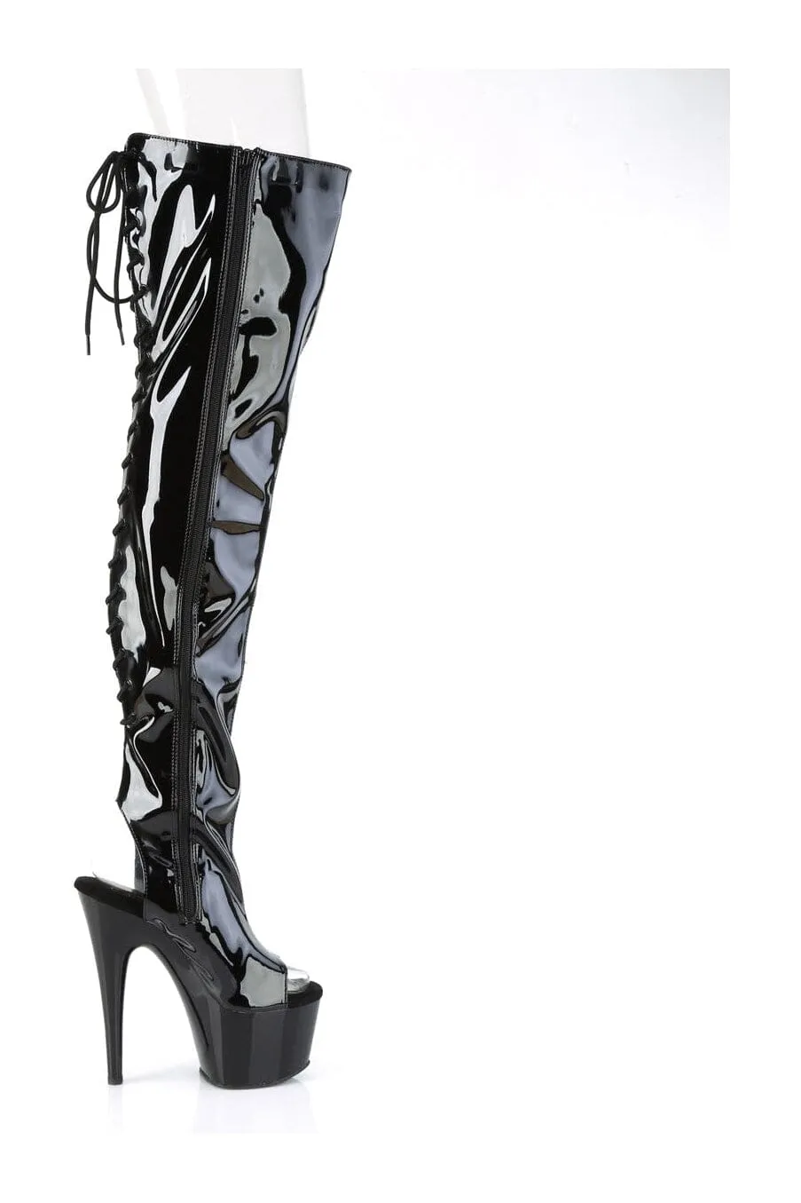 ADORE-3017 Black Patent Thigh Boot
