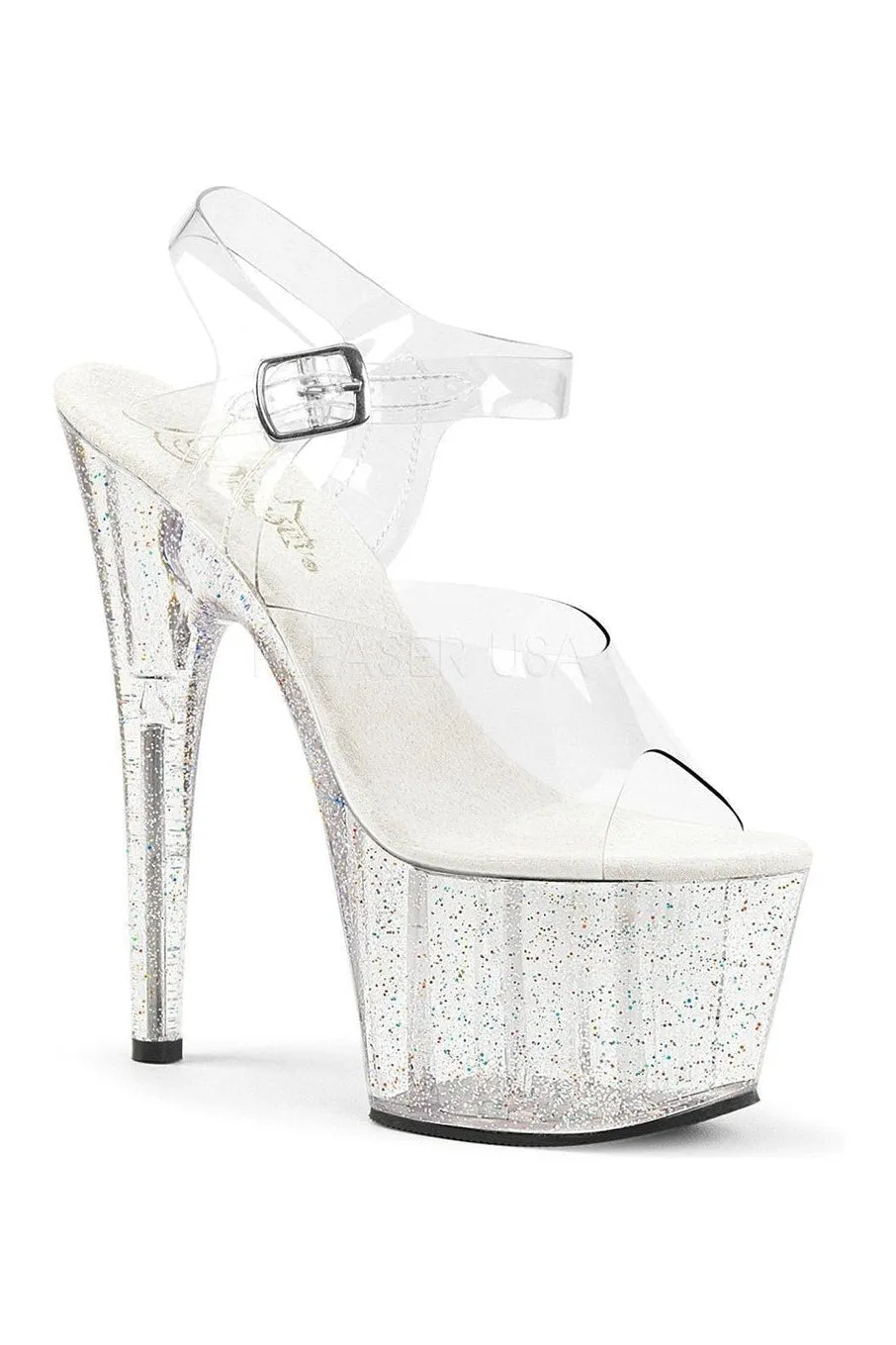 ADORE-708MG Platform Sandal  | Clear Vinyl