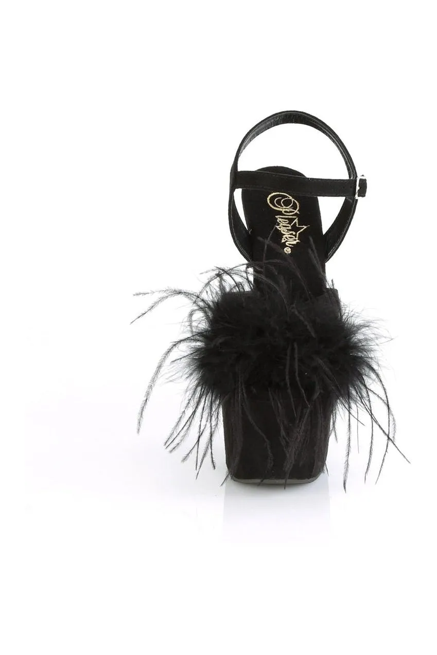 ADORE-709F Exotic Sandal | Black Faux Suede