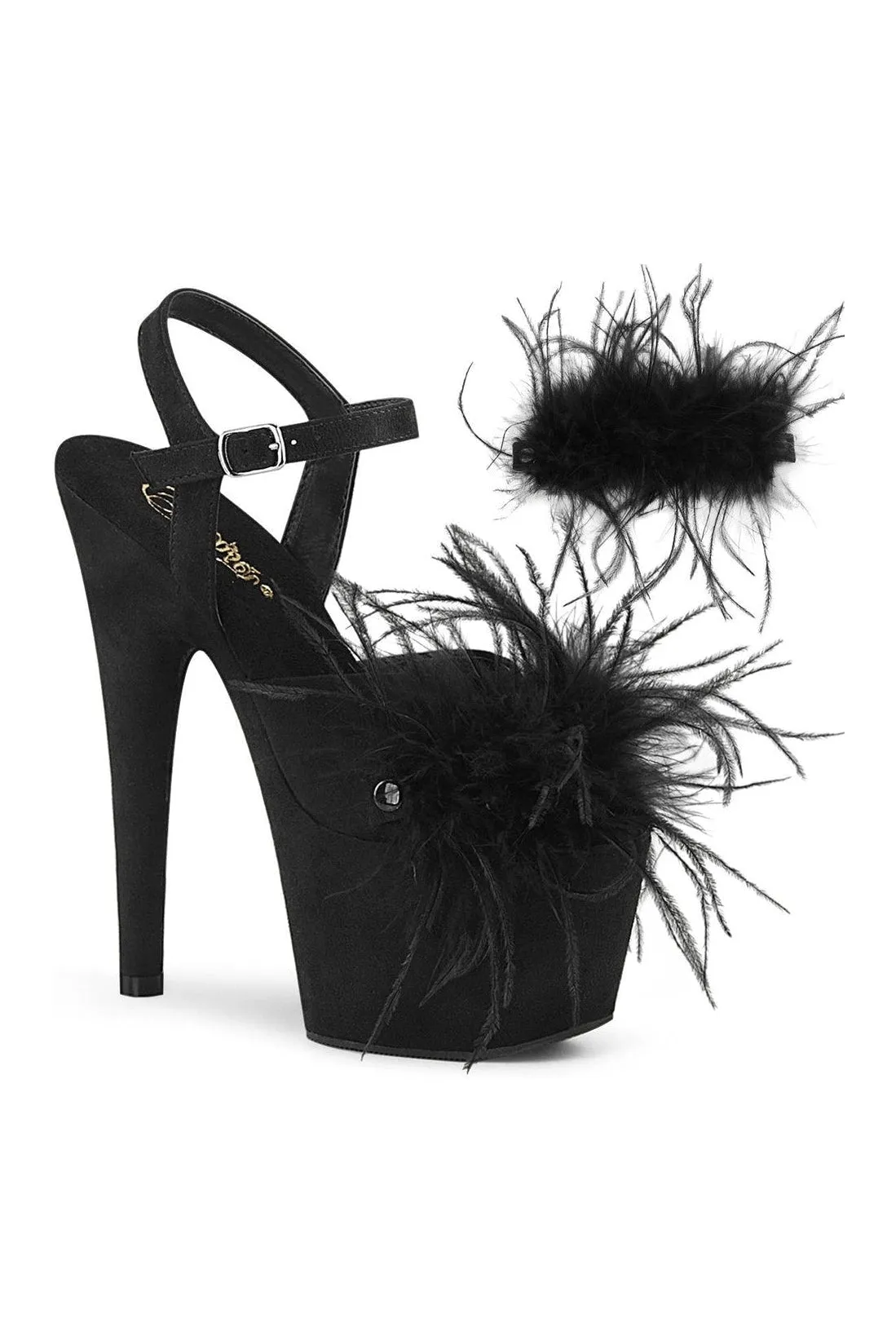 ADORE-709F Exotic Sandal | Black Faux Suede