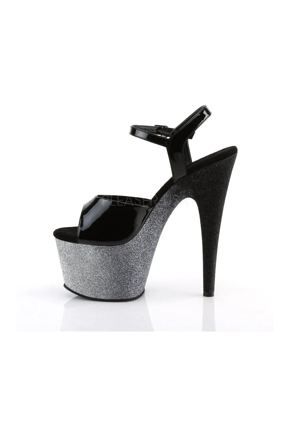ADORE-709OMBRE Platform Sandal  | Black Patent