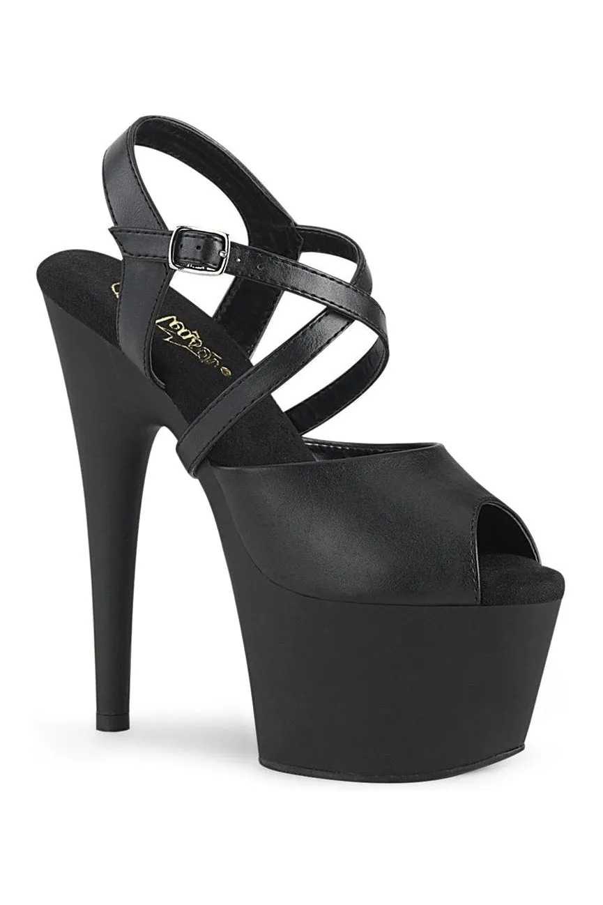 ADORE-724 Exotic Sandal | Black Faux Leather