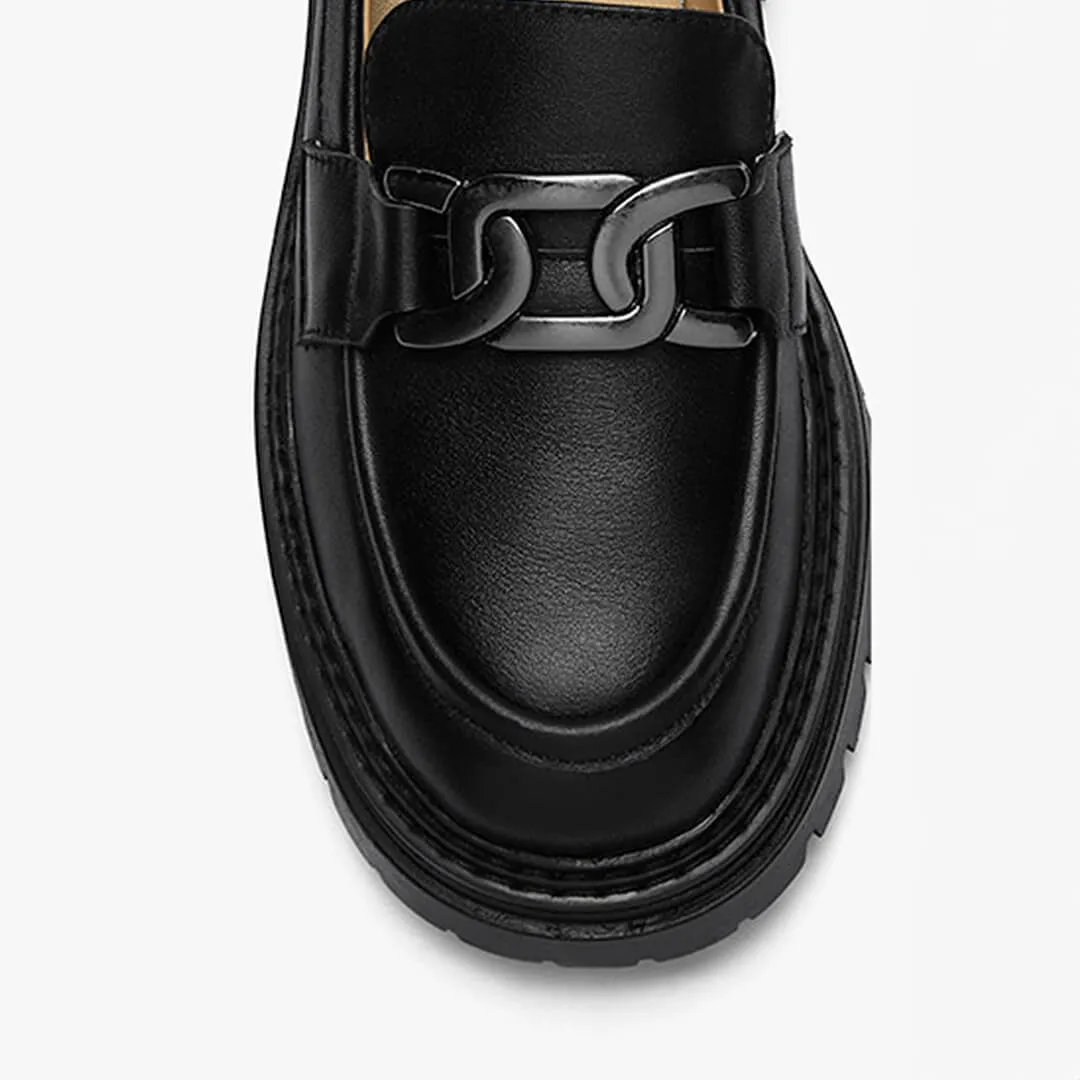 *ALCOR BLACK - flatform leather brogue
