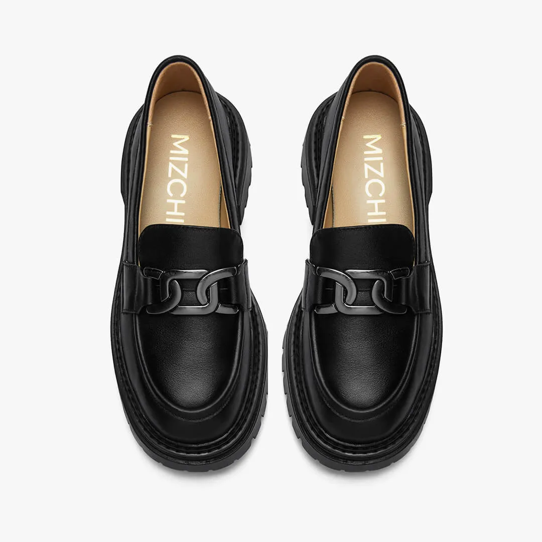 *ALCOR BLACK - flatform leather brogue