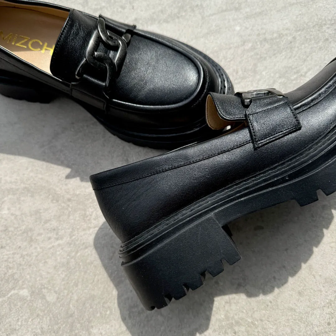 *ALCOR BLACK - flatform leather brogue