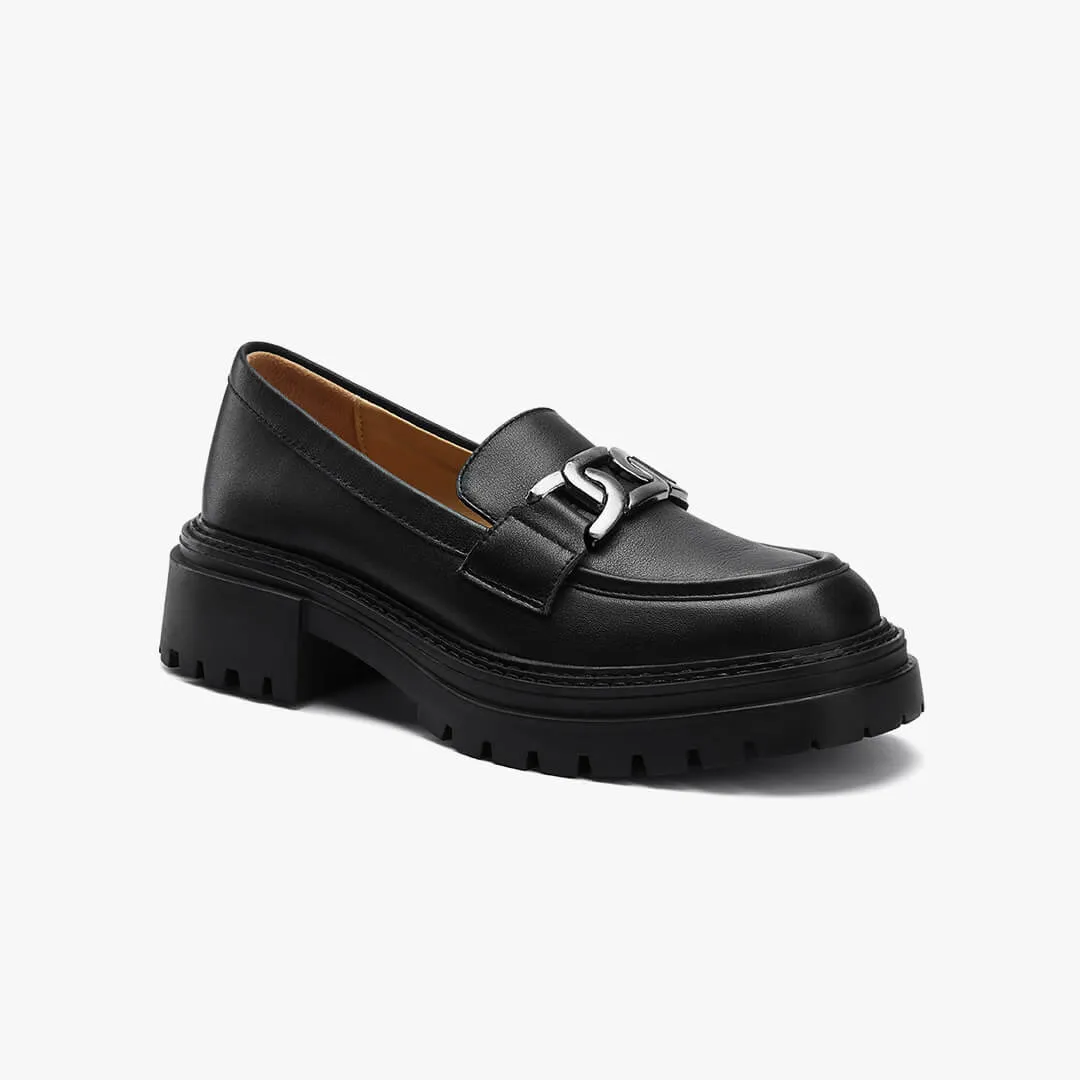 *ALCOR BLACK - flatform leather brogue