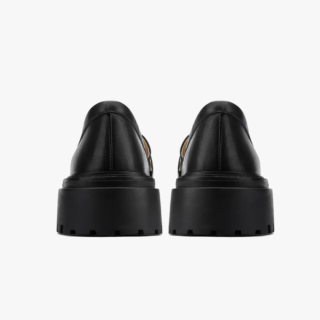 *ALCOR BLACK - flatform leather brogue