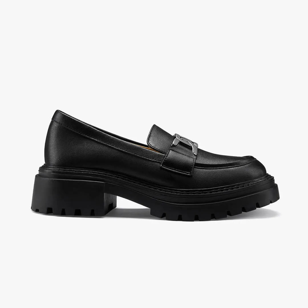*ALCOR BLACK - flatform leather brogue