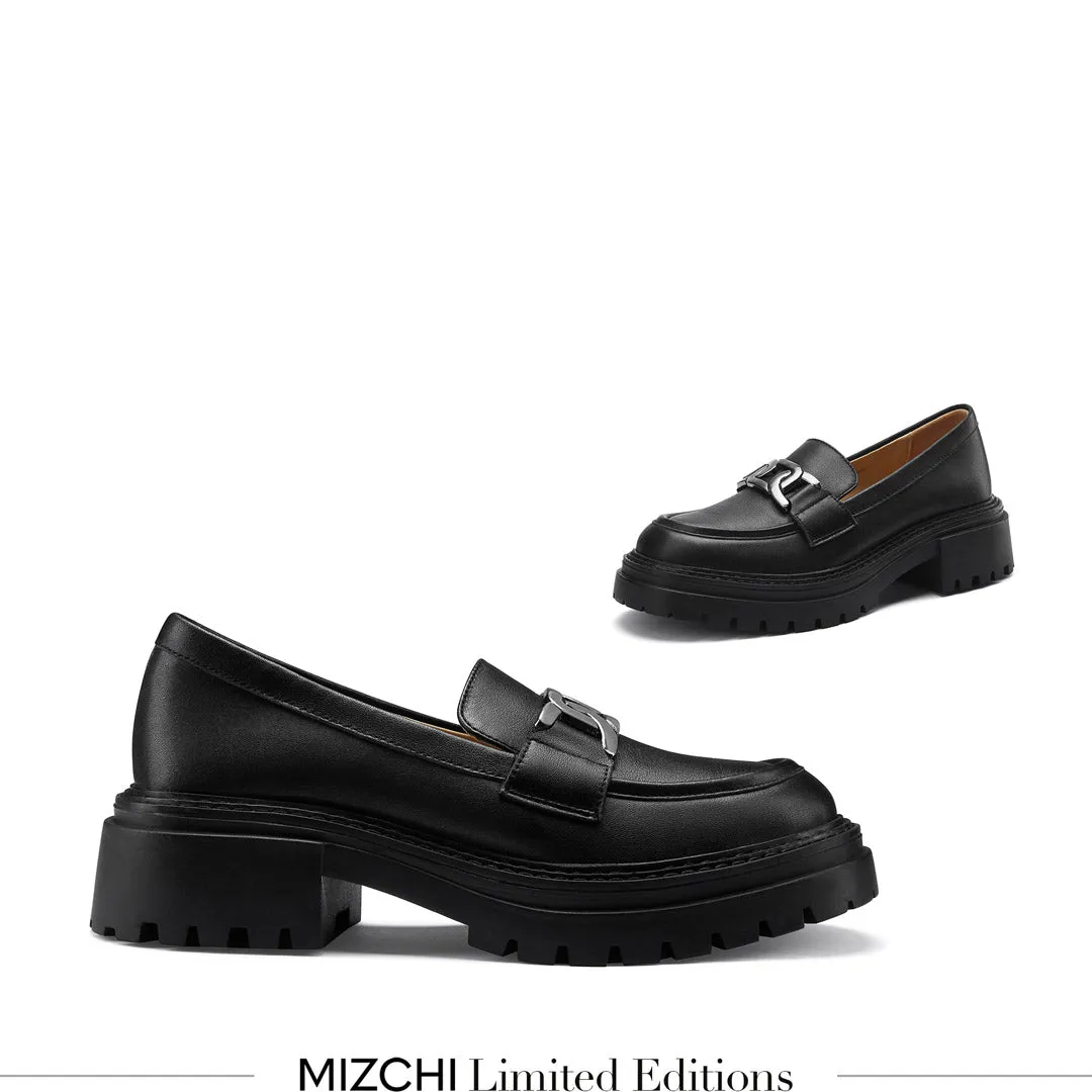 *ALCOR BLACK - flatform leather brogue