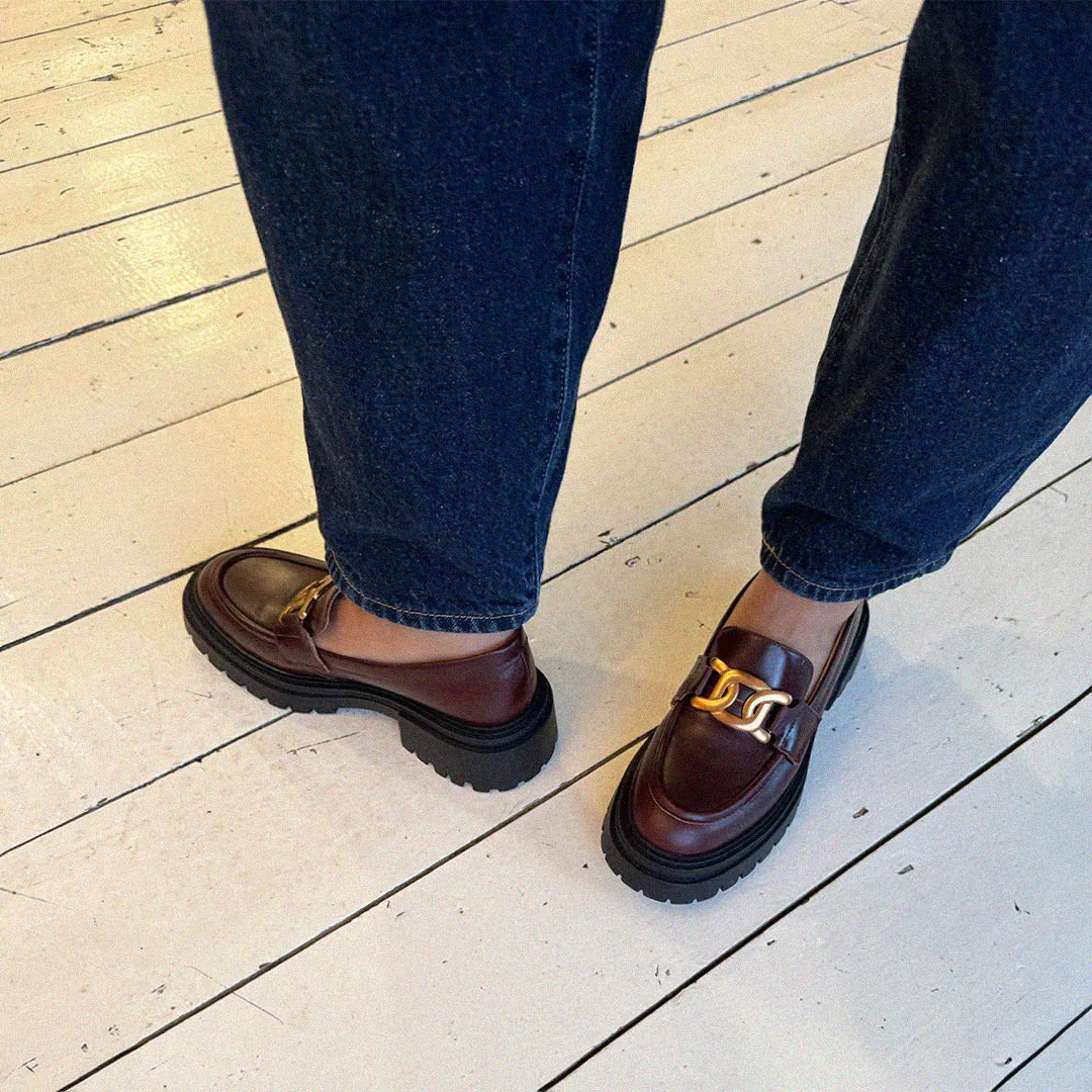 *ALCOR BROWN - flatform leather brogue