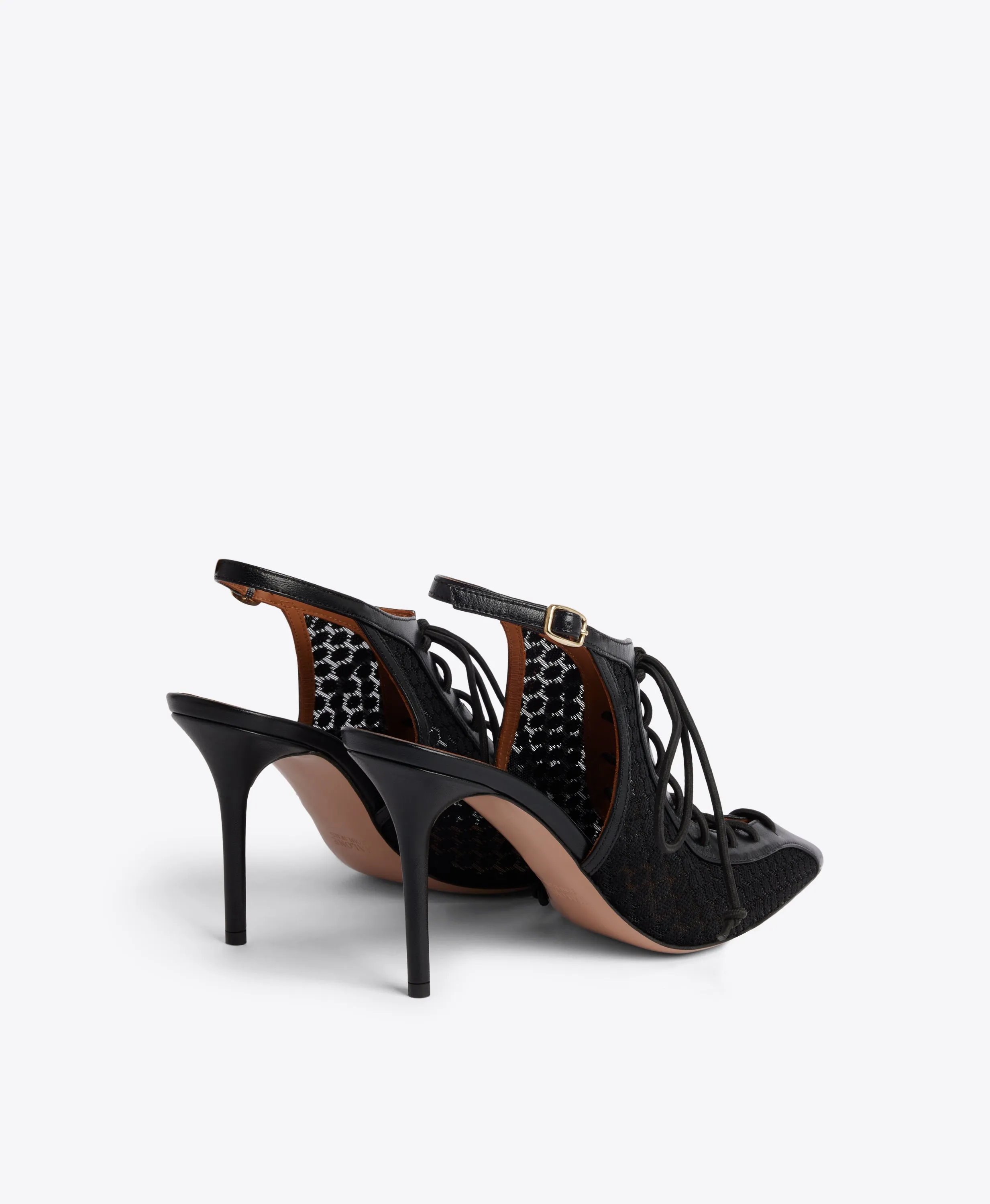 Alessandra 85 Black Lace Slingbacks
