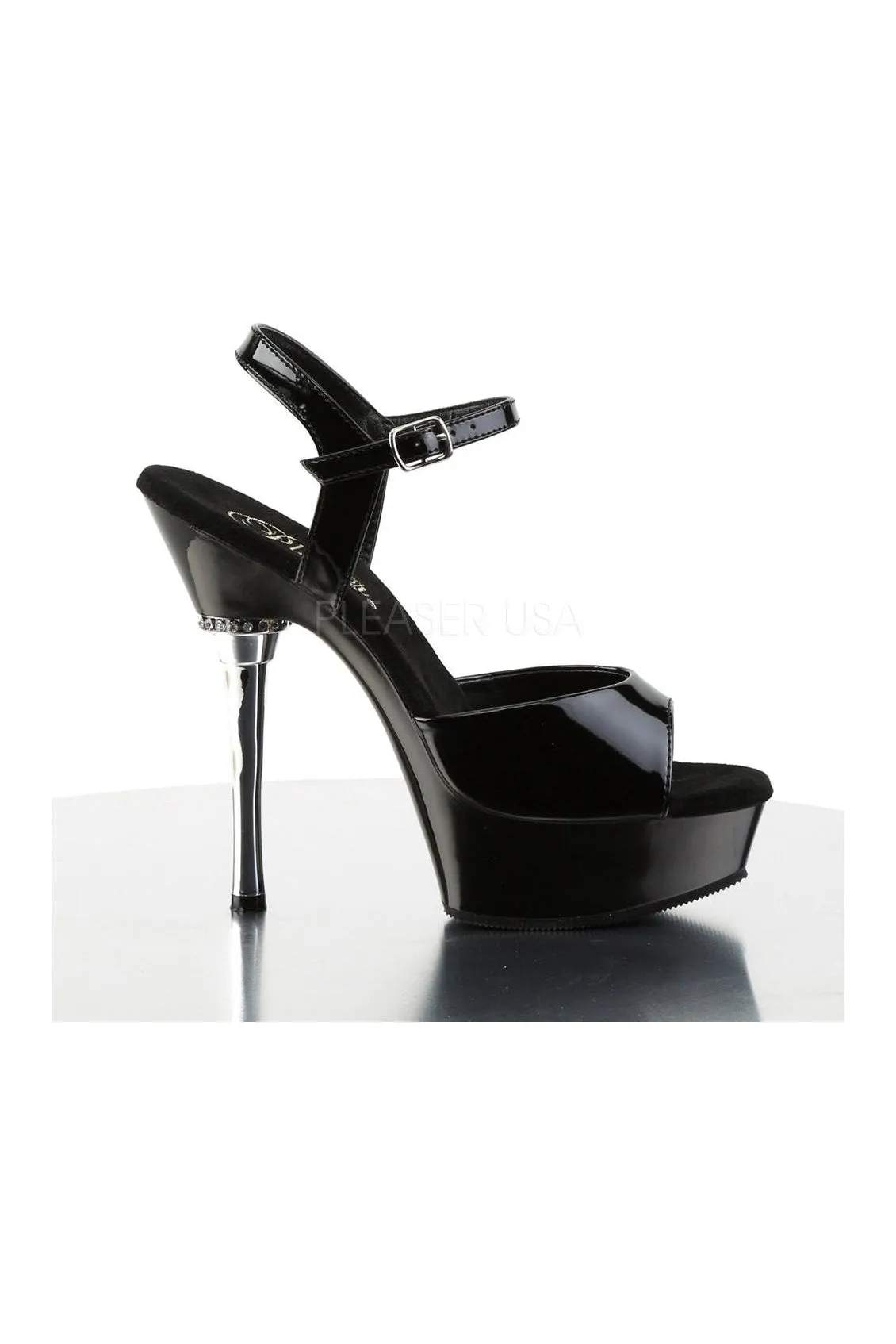 ALLURE-609 Platform Sandal  | Black Patent