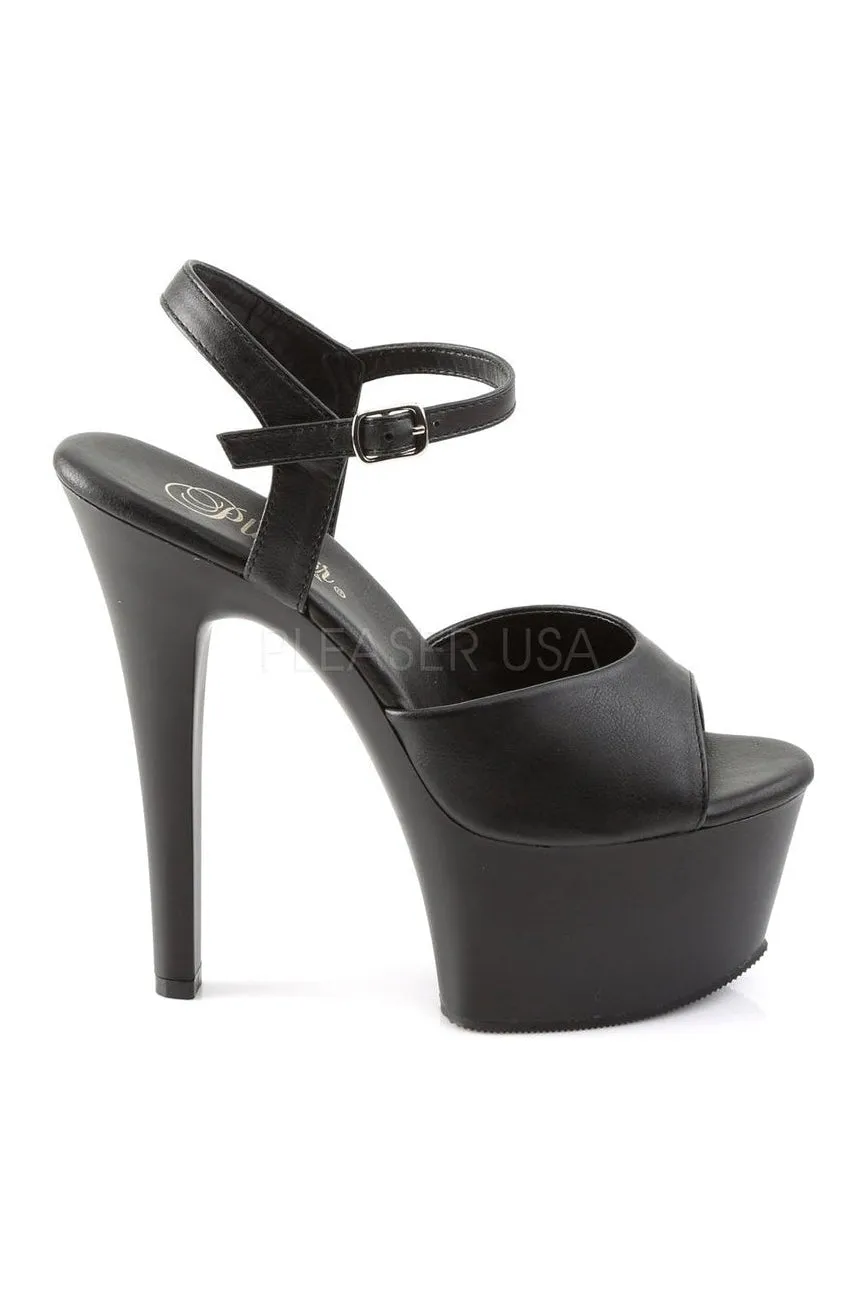 ASPIRE-609 Platform Sandal  | Black Faux Leather