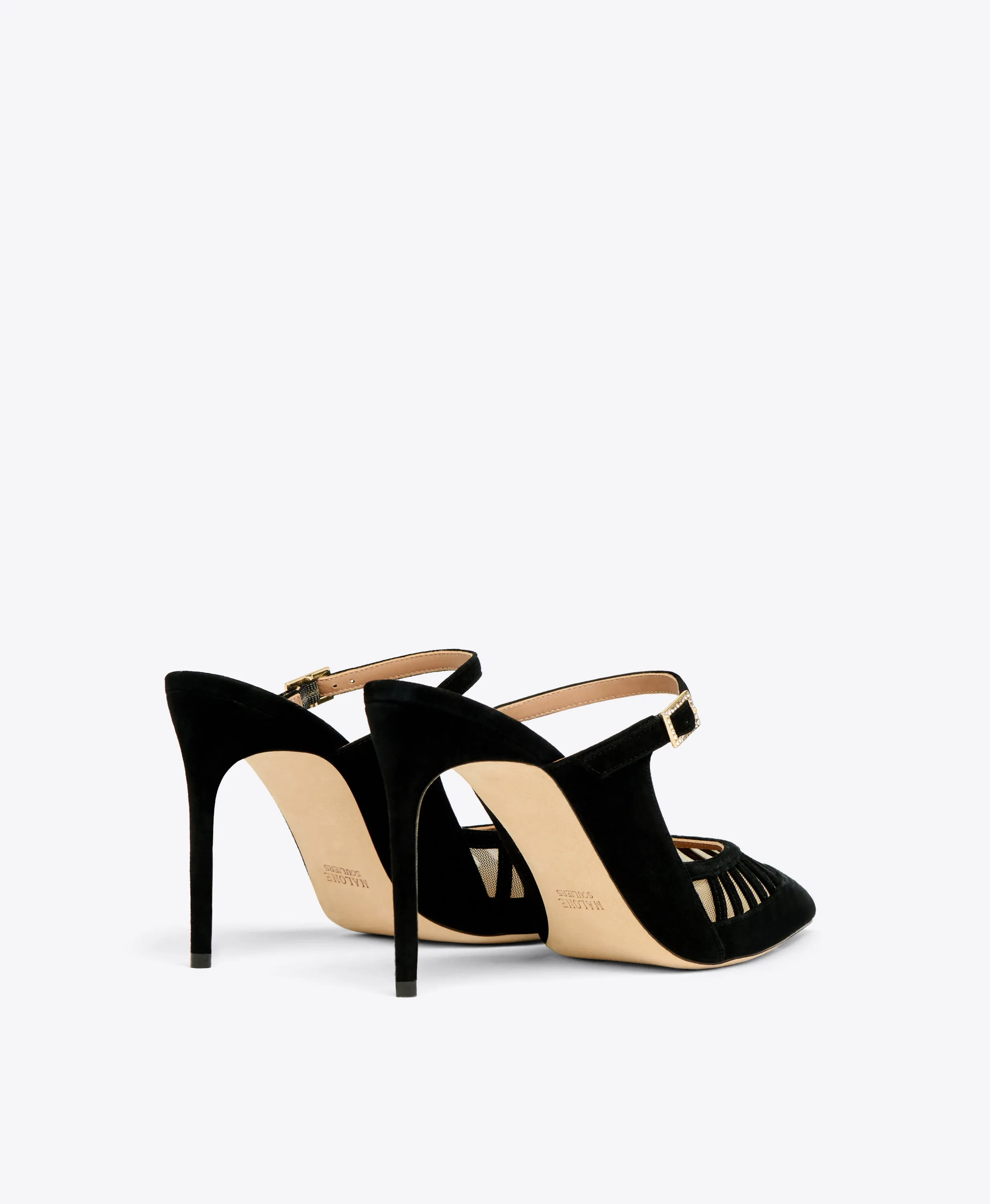 Bardot 90 Black Suede Heeled Mules