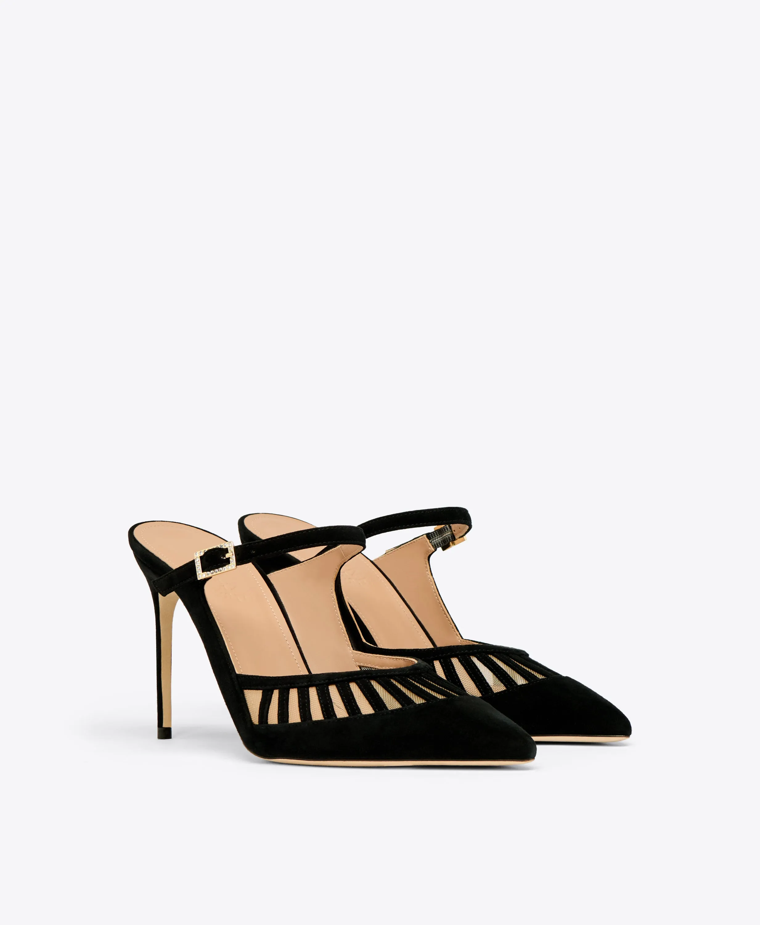 Bardot 90 Black Suede Heeled Mules