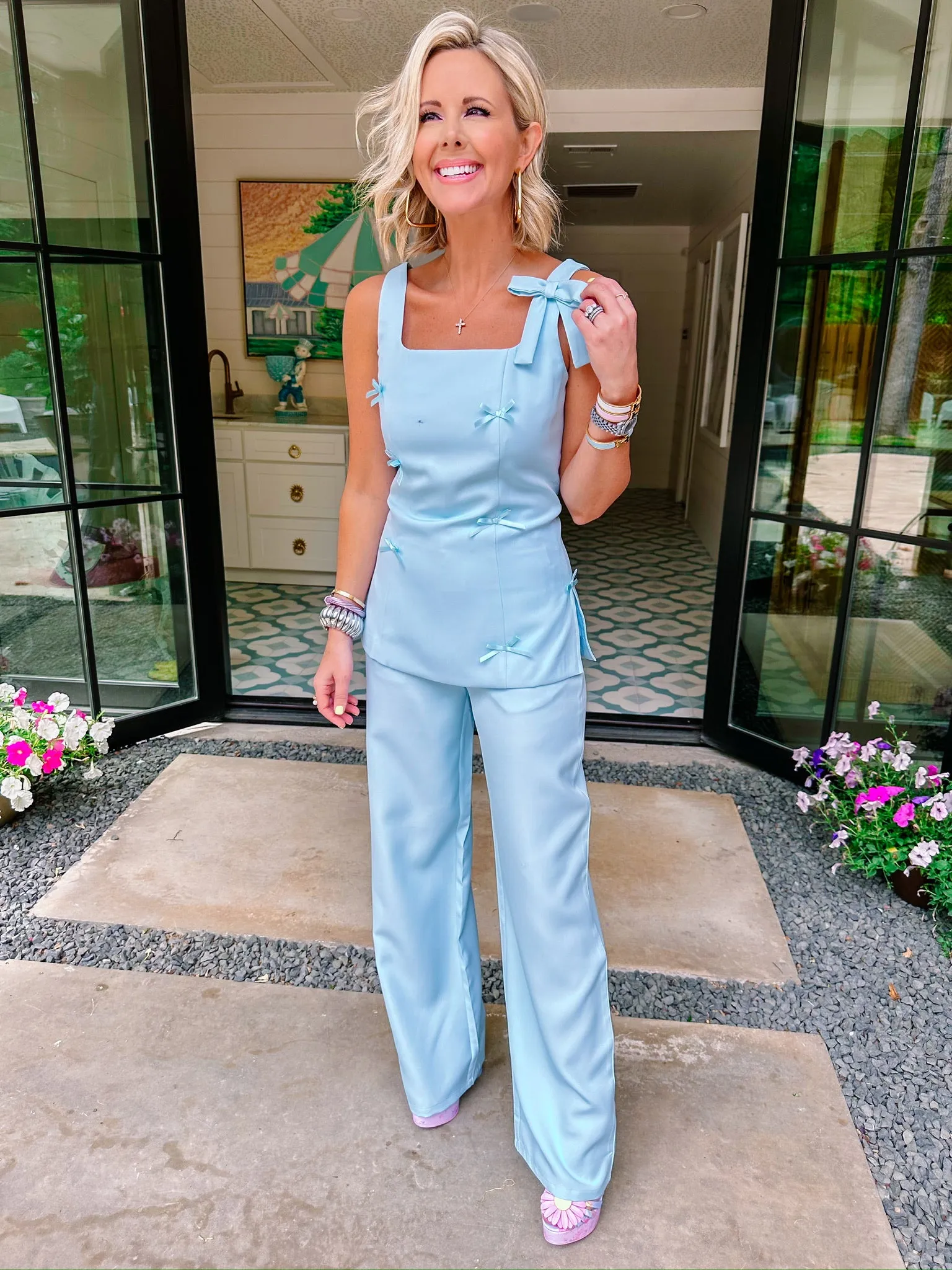 BECK BOW PANT SET - BLUE