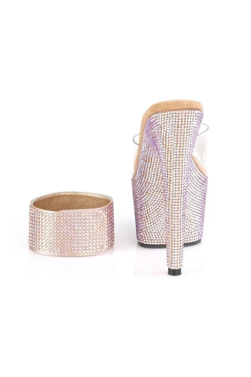 BEJEWELED-712RS Exotic Sandal | Rose Gold Vinyl