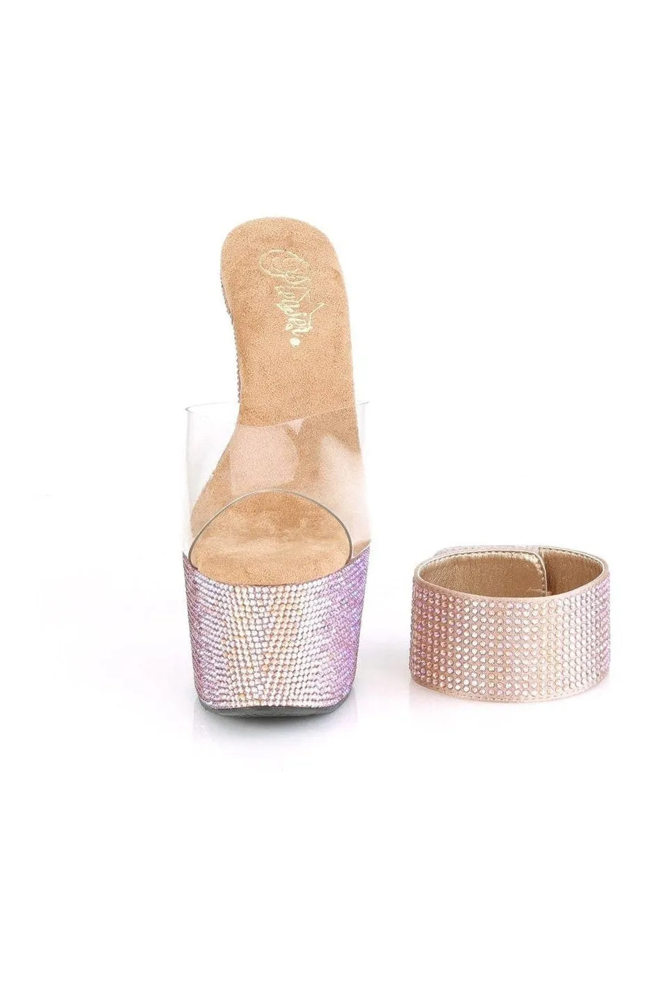 BEJEWELED-712RS Exotic Sandal | Rose Gold Vinyl