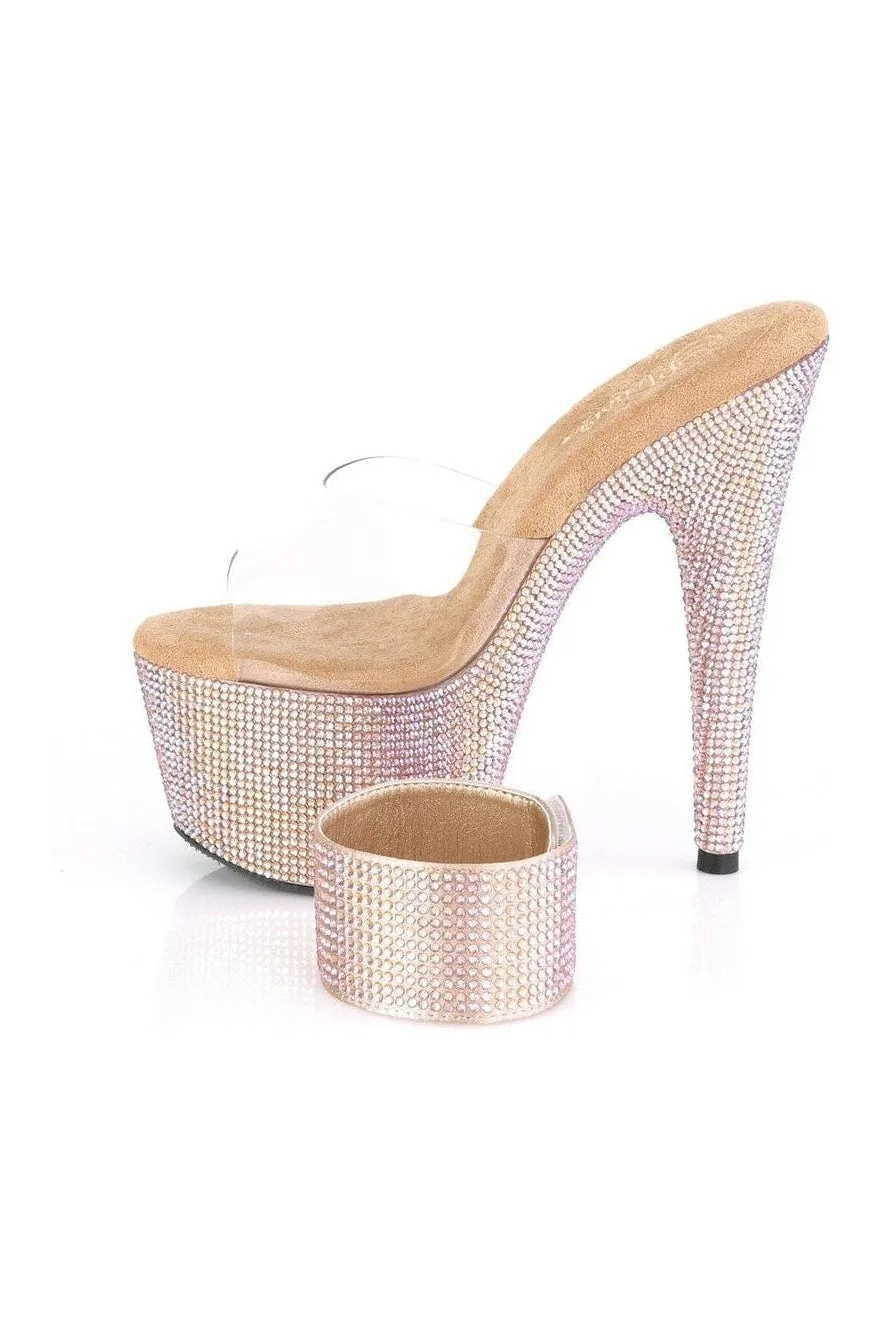 BEJEWELED-712RS Exotic Sandal | Rose Gold Vinyl