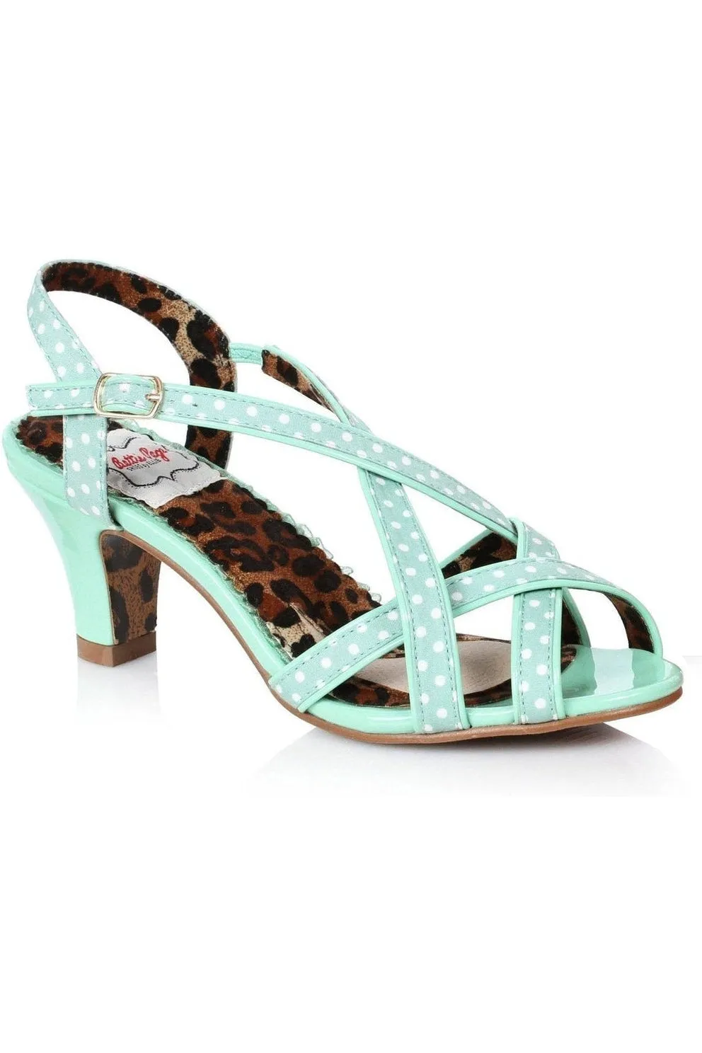 Bettie Page Gracie Vintage Sandal  | Green Faux Leather