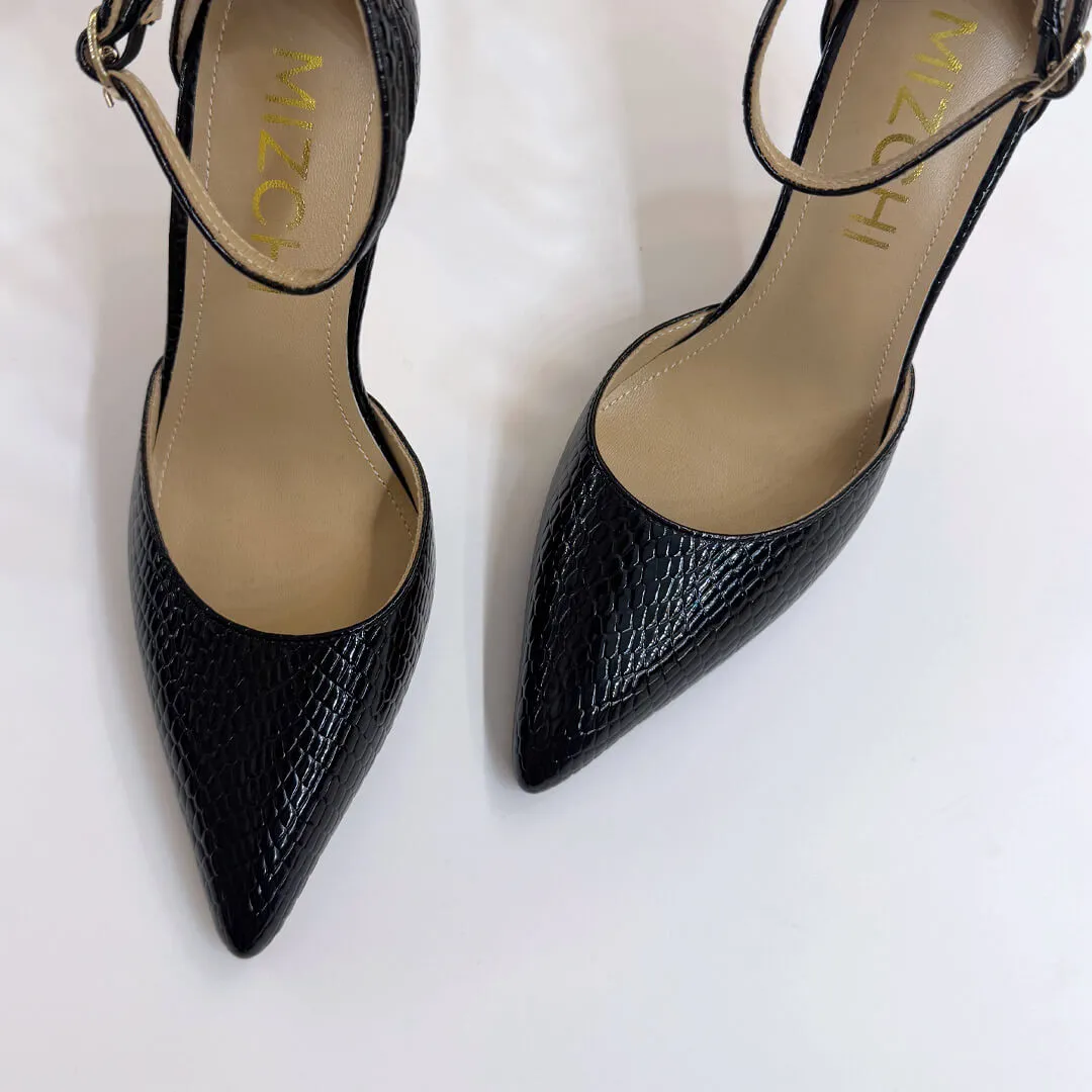 *BIANCA LIZARD - classic ankle strap pumps
