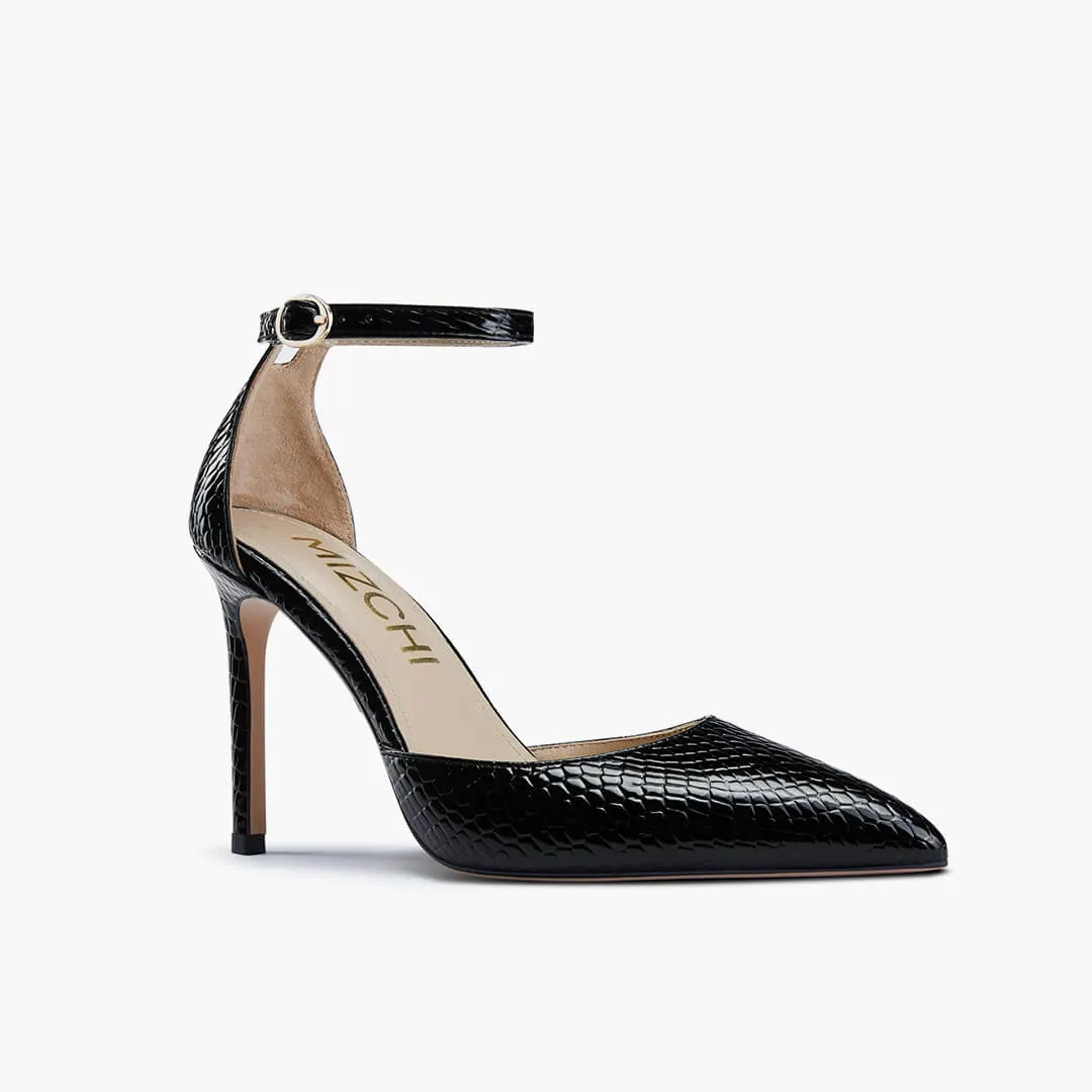 *BIANCA LIZARD - classic ankle strap pumps