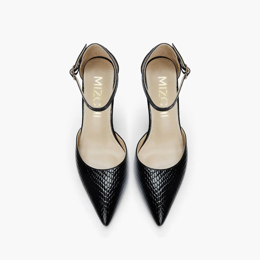 *BIANCA LIZARD - classic ankle strap pumps