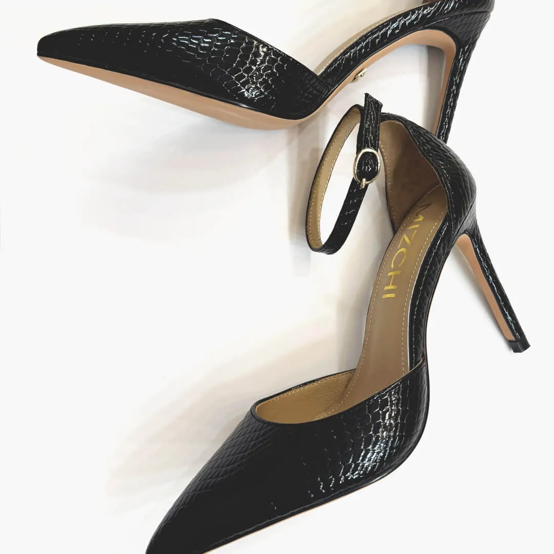 *BIANCA LIZARD - classic ankle strap pumps