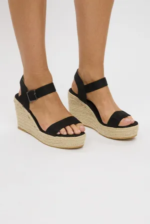 Black Wedge Espadrilles Sandals