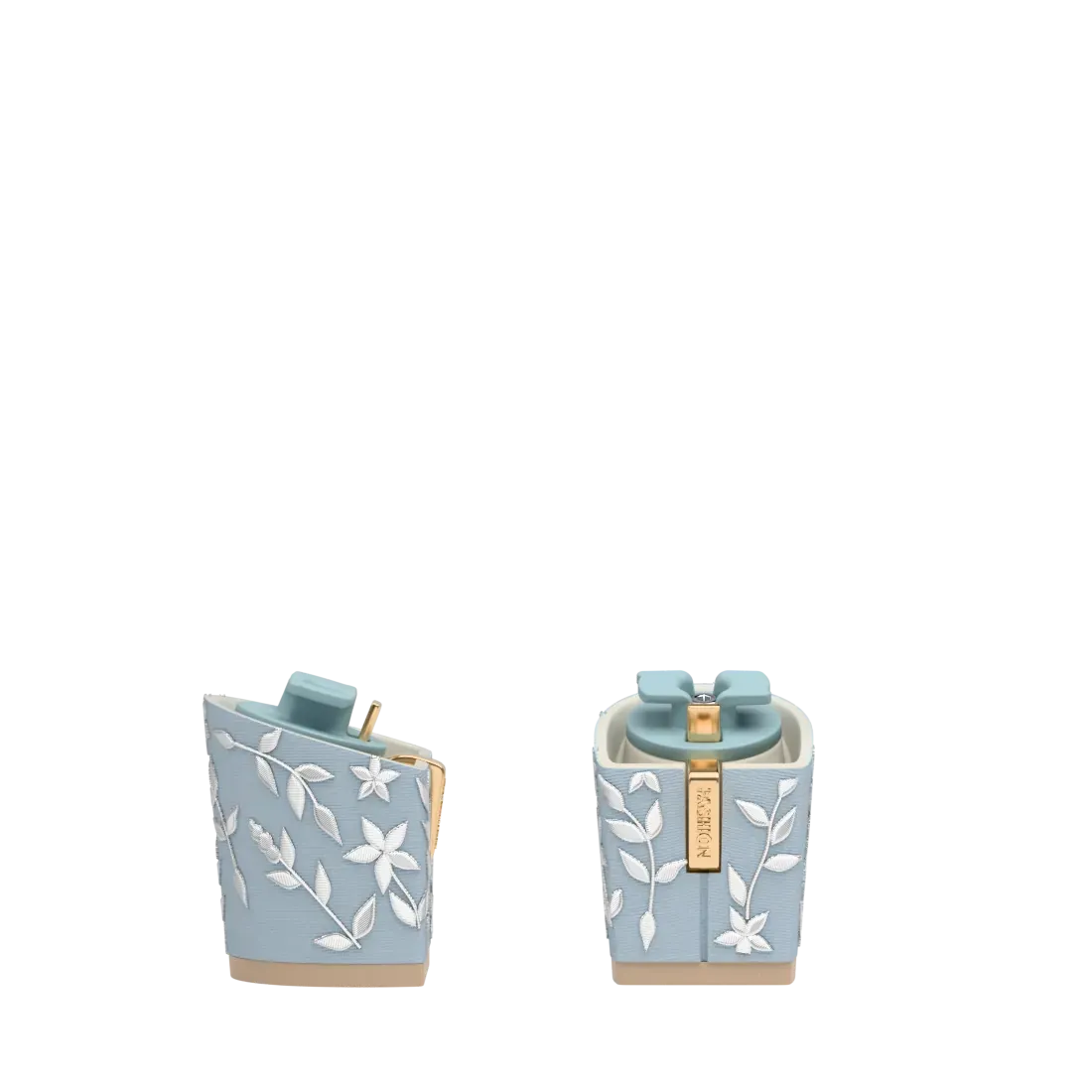 Block Heel Kit 3 Baby Blue Floral Embroidery