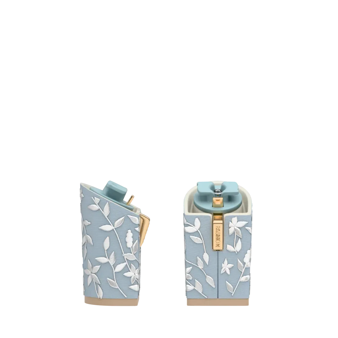Block Heel Kit 4 Baby Blue Floral Embroidery