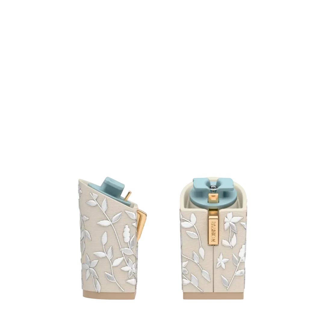 Block Heel Kit 4 Ivory Floral Embroidery