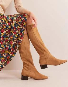 Cara Flat Stretch Knee Boots-Acorn