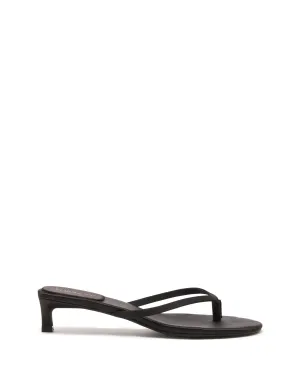 Carrie Thong Heel Black Satin