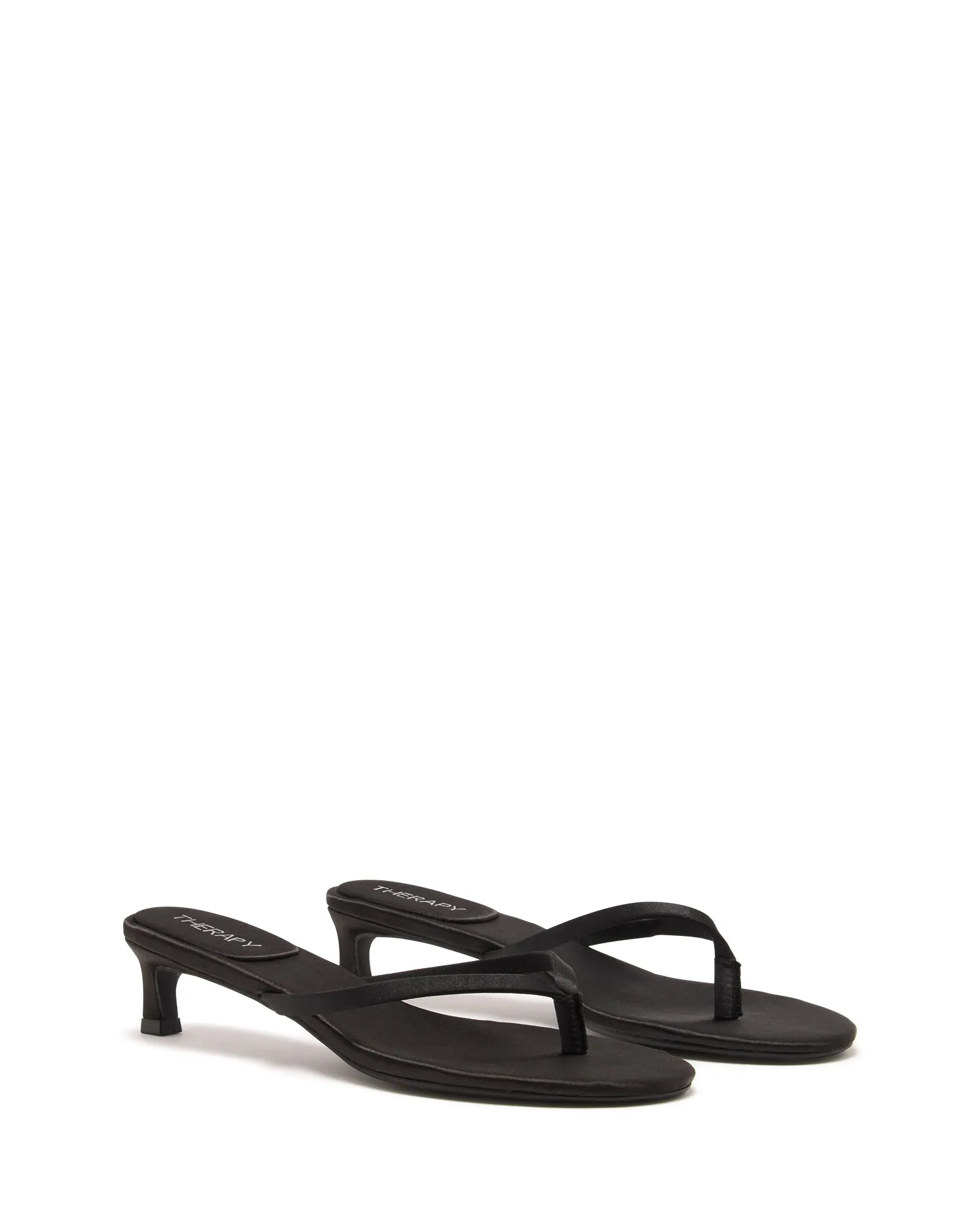 Carrie Thong Heel Black Satin