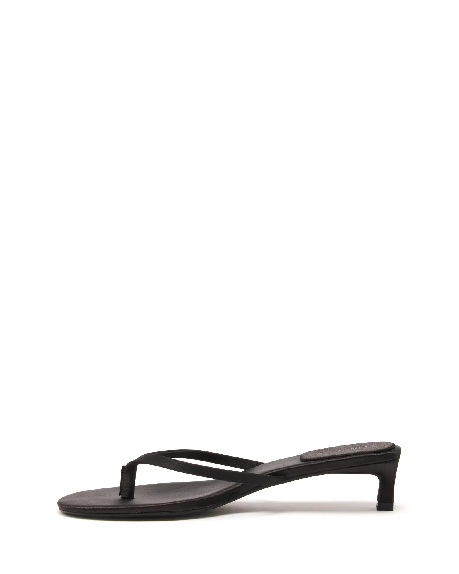 Carrie Thong Heel Black Satin