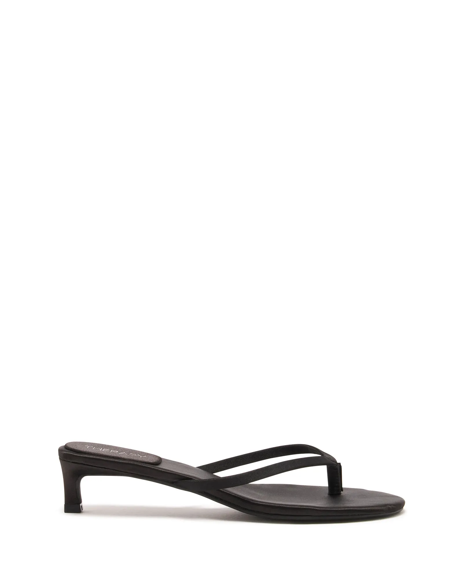 Carrie Thong Heel Black Satin